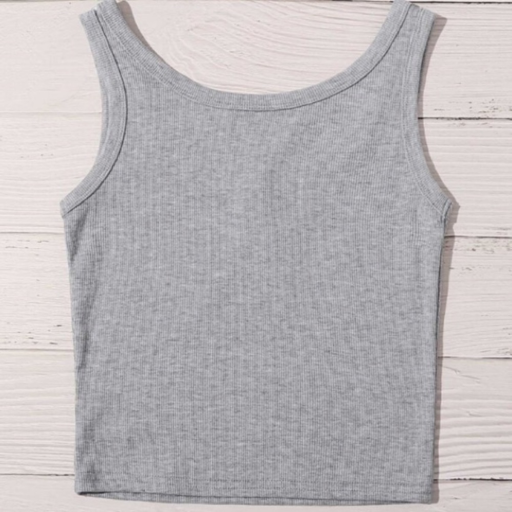 Solid button Rib-knit Tank Top - Picture 2 of 2